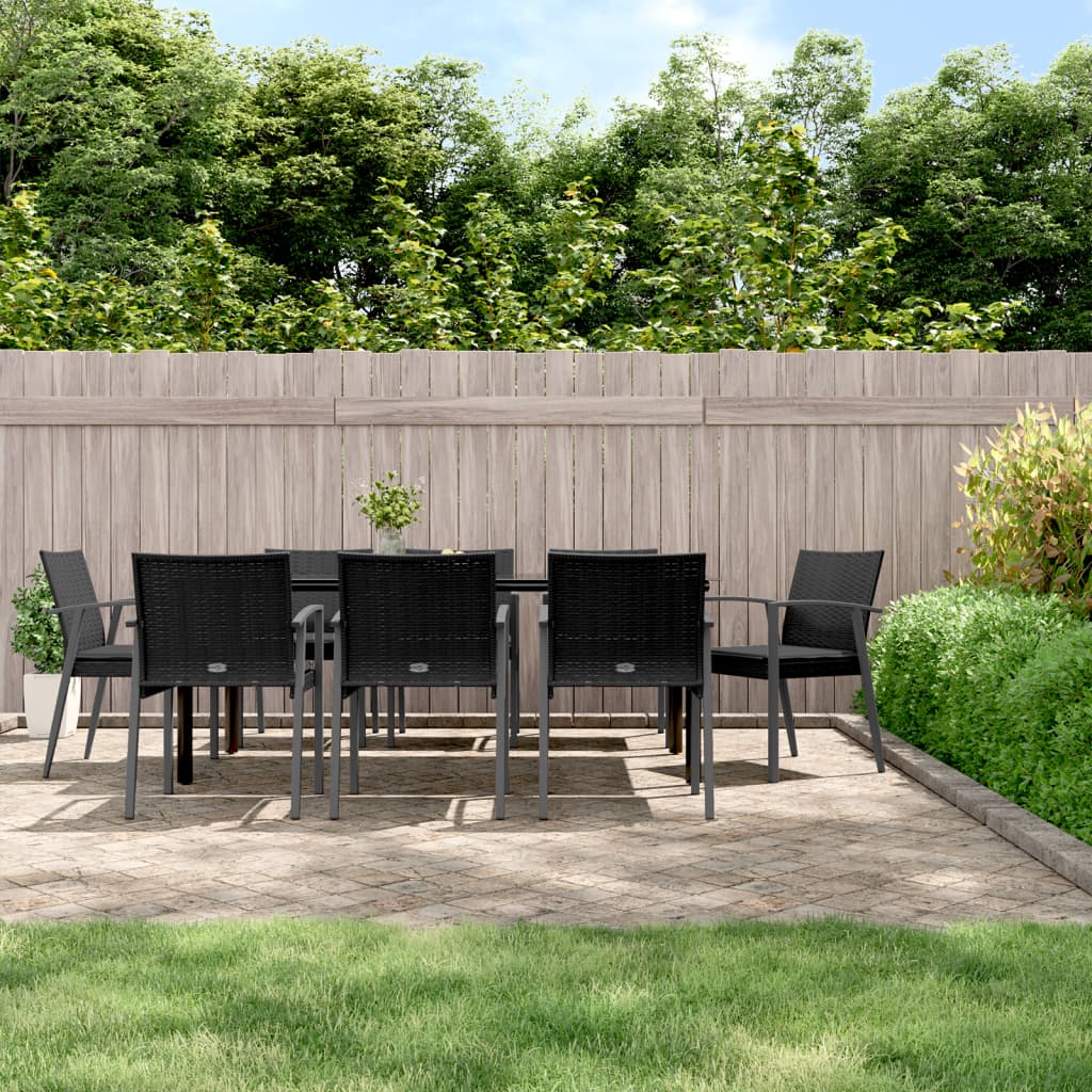 Set Pranzo da Giardino 9 pz con Cuscini in Polyrattan e Acciaio - homemem39