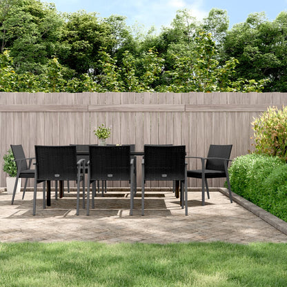 Set Pranzo da Giardino 9 pz con Cuscini in Polyrattan e Acciaio - homemem39