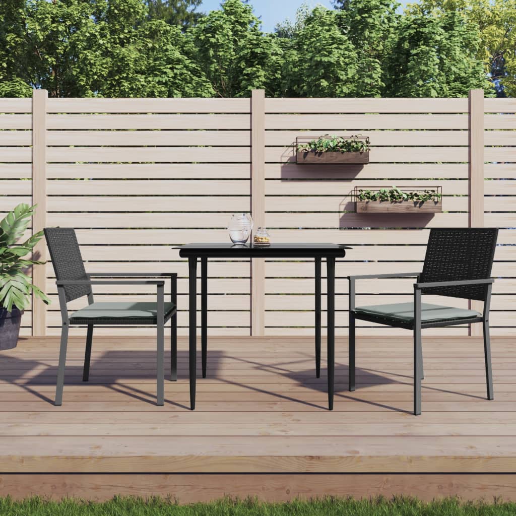 Set Pranzo da Giardino 3pz con Cuscini in Polyrattan e Acciaio - homemem39