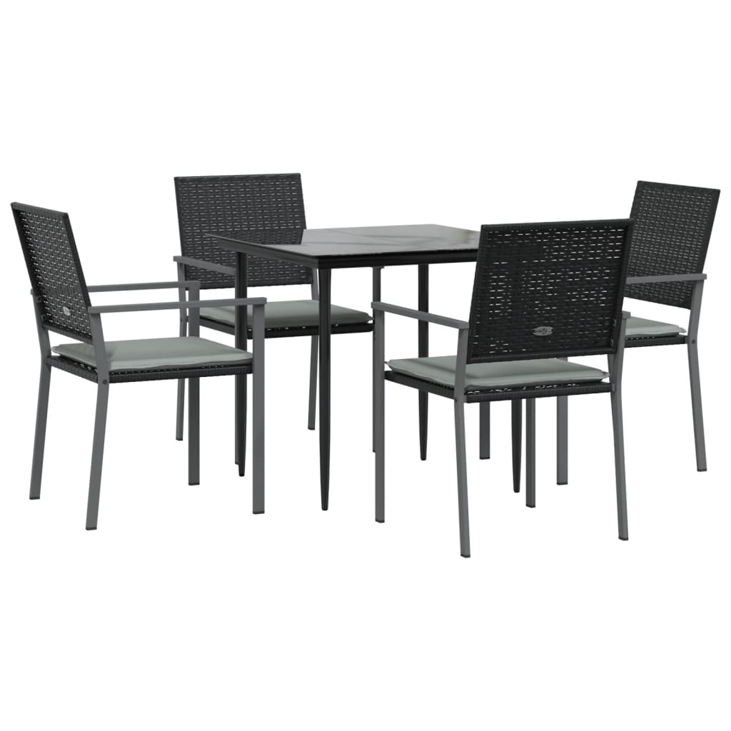 Set Pranzo da Giardino 5pz con Cuscini in Polyrattan e Acciaio - homemem39