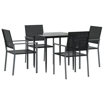 Set da Pranzo da Giardino 5 pz in Polyrattan e Acciaio