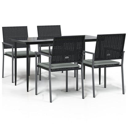 Set Pranzo da Giardino 5pz con Cuscini in Polyrattan e Acciaio - homemem39