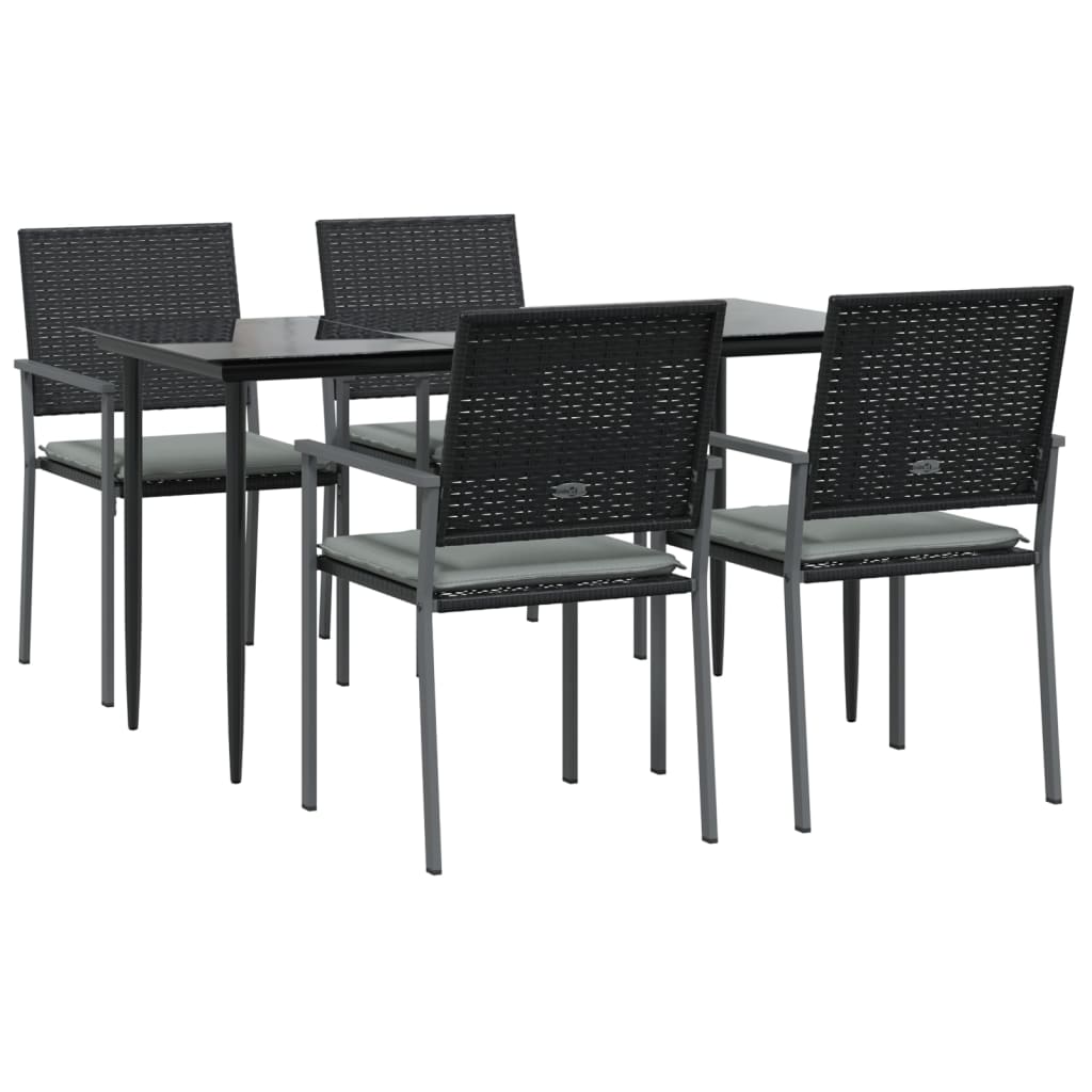 Set Pranzo da Giardino 5pz con Cuscini in Polyrattan e Acciaio - homemem39