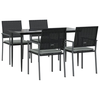 Set Pranzo da Giardino 5pz con Cuscini in Polyrattan e Acciaio - homemem39