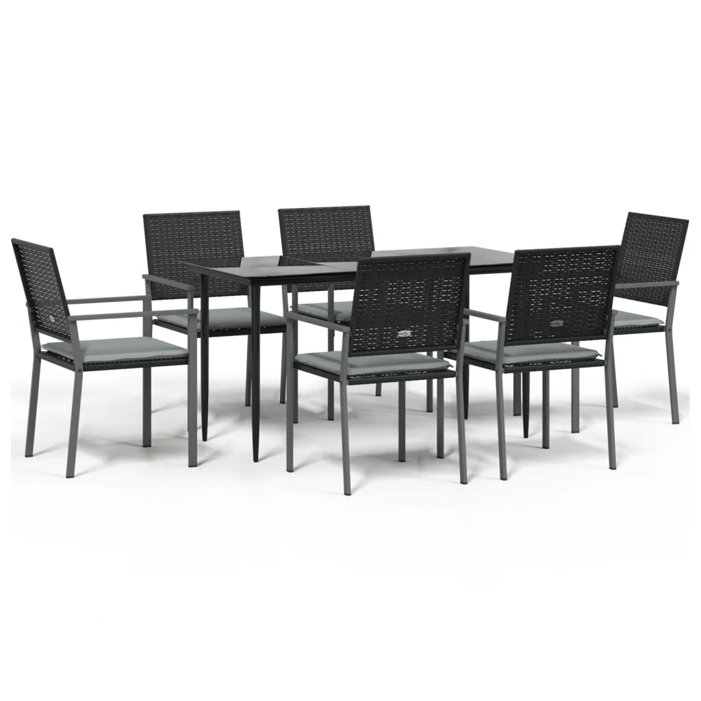 Set Pranzo da Giardino 7 pz con Cuscini in Polyrattan e Acciaio - homemem39
