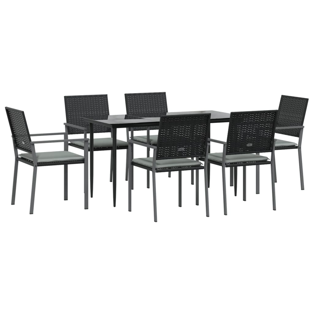 Set Pranzo da Giardino 7 pz con Cuscini in Polyrattan e Acciaio | homemem39