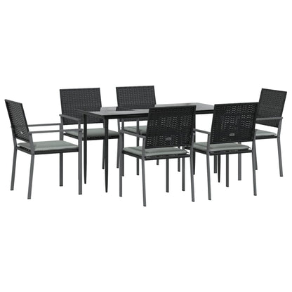 Set Pranzo da Giardino 7 pz con Cuscini in Polyrattan e Acciaio | homemem39