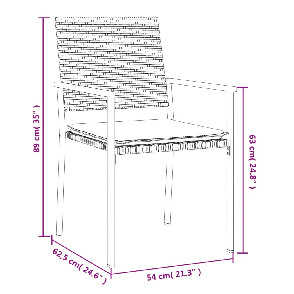 Set Pranzo da Giardino 7 pz con Cuscini in Polyrattan e Acciaio | homemem39