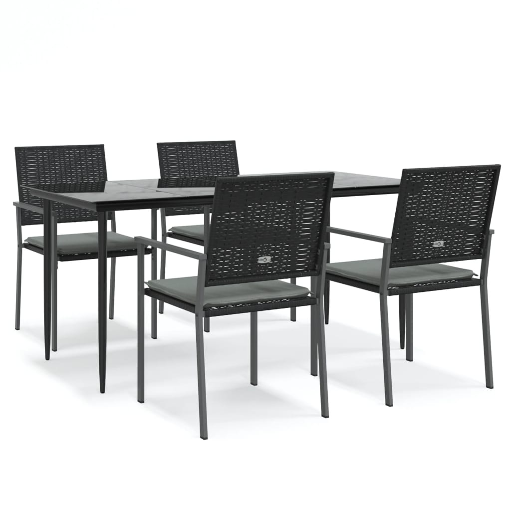 Set Pranzo da Giardino 5pz con Cuscini in Polyrattan e Acciaio - homemem39