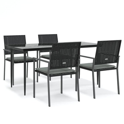 Set Pranzo da Giardino 5pz con Cuscini in Polyrattan e Acciaio - homemem39