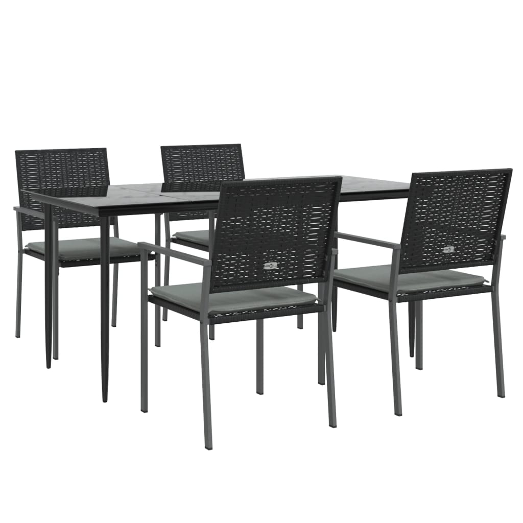 Set Pranzo da Giardino 5pz con Cuscini in Polyrattan e Acciaio - homemem39