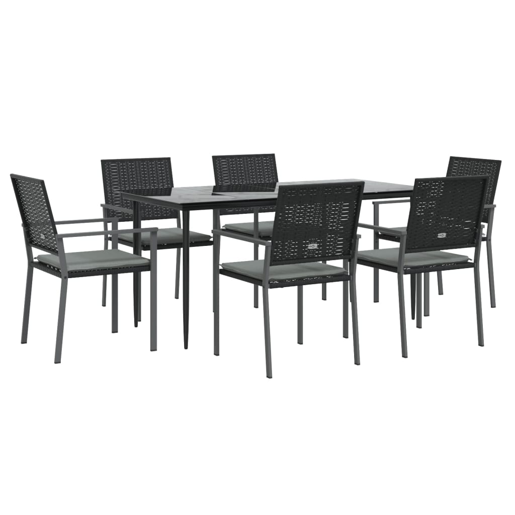 Set Pranzo da Giardino 7 pz con Cuscini in Polyrattan e Acciaio - homemem39