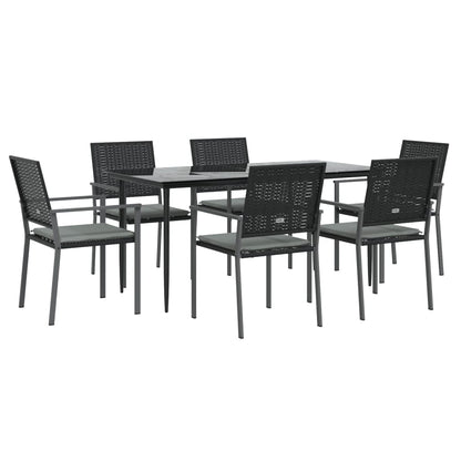 Set Pranzo da Giardino 7 pz con Cuscini in Polyrattan e Acciaio - homemem39