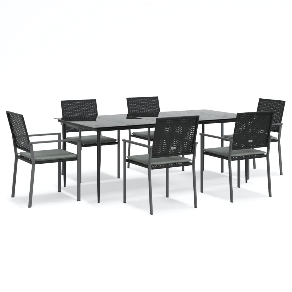 Set Pranzo da Giardino 7 pz con Cuscini in Polyrattan e Acciaio - homemem39