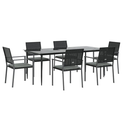 Set Pranzo da Giardino 7 pz con Cuscini in Polyrattan e Acciaio - homemem39