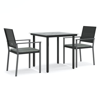 Set Pranzo da Giardino 3pz con Cuscini in Polyrattan e Acciaio - homemem39