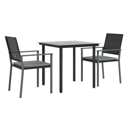 Set Pranzo da Giardino 3pz con Cuscini in Polyrattan e Acciaio - homemem39