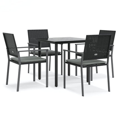 Set Pranzo da Giardino 5pz con Cuscini in Polyrattan e Acciaio - homemem39