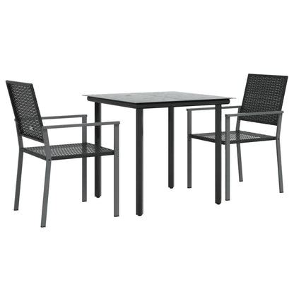 Set da Pranzo da Giardino 3 pz in Polyrattan e Acciaio