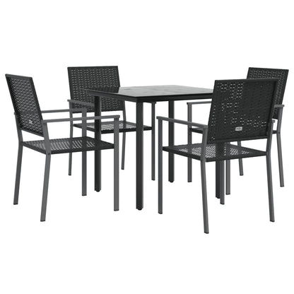 Set da Pranzo da Giardino 5 pz in Polyrattan e Acciaio