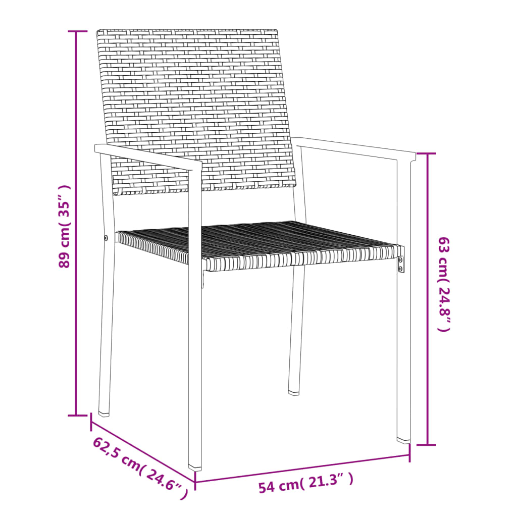 Set da Pranzo da Giardino 5 pz in Polyrattan e Acciaio