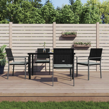 Set Pranzo da Giardino 5pz con Cuscini in Polyrattan e Acciaio - homemem39