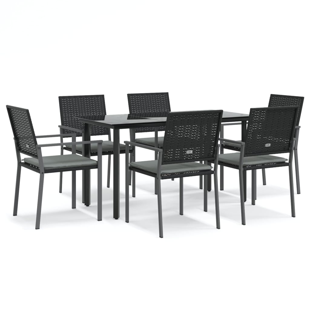 Set Pranzo da Giardino 7 pz con Cuscini in Polyrattan e Acciaio - homemem39