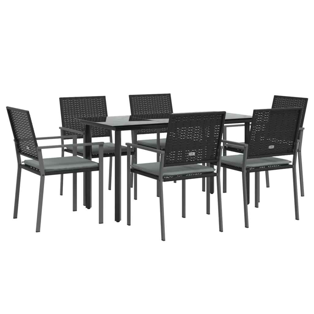 Set Pranzo da Giardino 7 pz con Cuscini in Polyrattan e Acciaio - homemem39