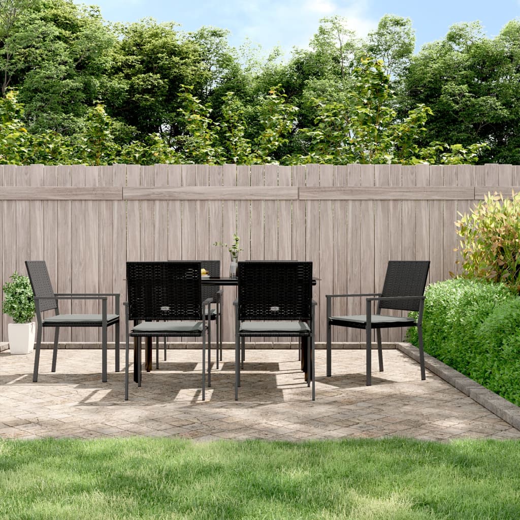 Set Pranzo da Giardino 7 pz con Cuscini in Polyrattan e Acciaio | homemem39