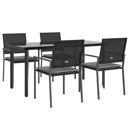 Set Pranzo da Giardino 5pz con Cuscini in Polyrattan e Acciaio - homemem39