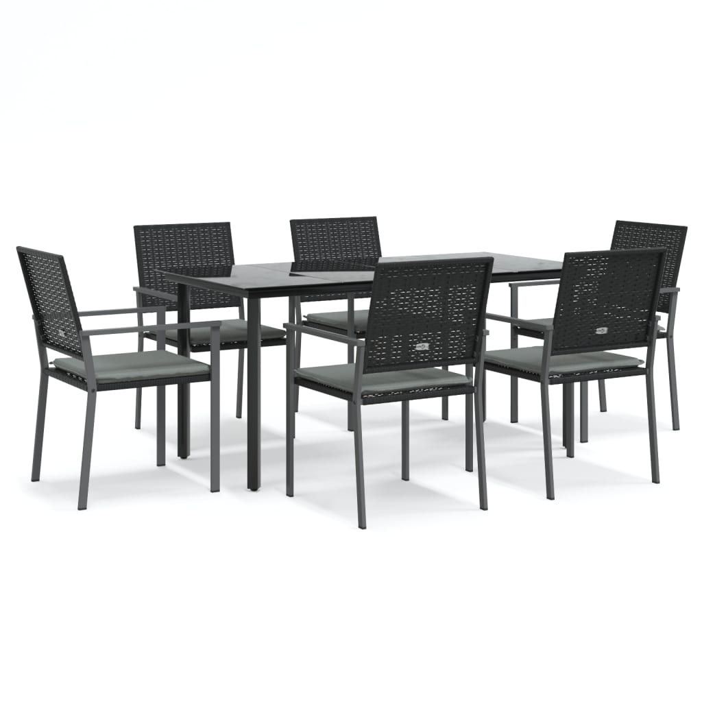 Set Pranzo da Giardino 7 pz con Cuscini in Polyrattan e Acciaio - homemem39