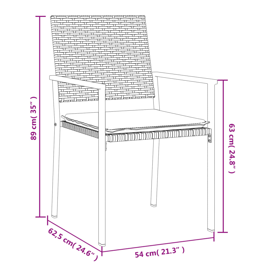 Set Pranzo da Giardino 7 pz con Cuscini in Polyrattan e Acciaio | homemem39