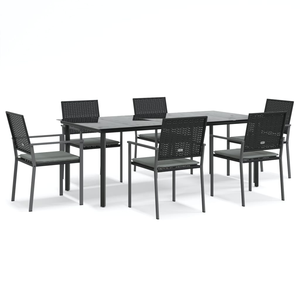 Set Pranzo da Giardino 7 pz con Cuscini in Polyrattan e Acciaio - homemem39