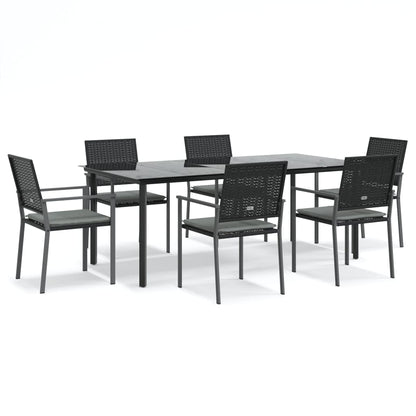 Set Pranzo da Giardino 7 pz con Cuscini in Polyrattan e Acciaio - homemem39