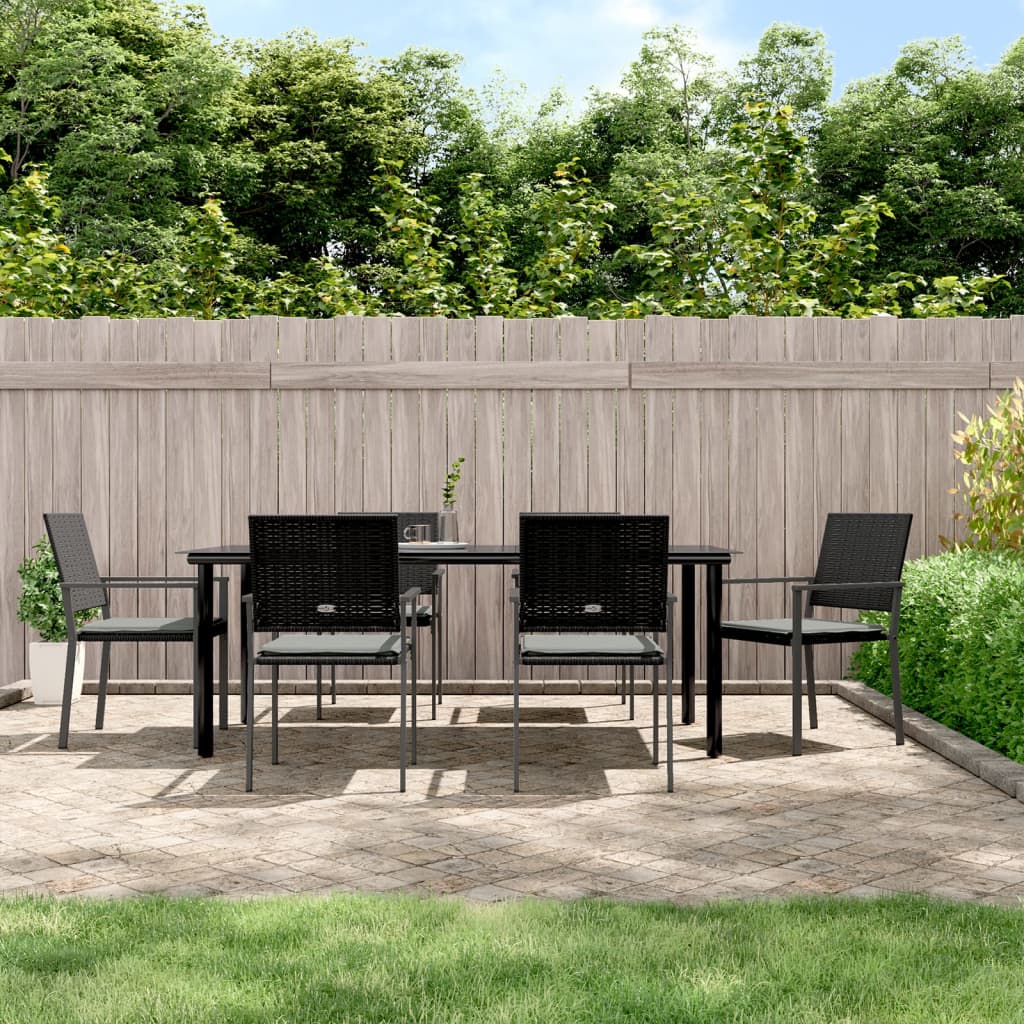 Set Pranzo da Giardino 7 pz con Cuscini in Polyrattan e Acciaio - homemem39