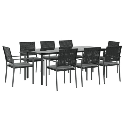 Set Pranzo da Giardino 9 pz con Cuscini in Polyrattan e Acciaio - homemem39