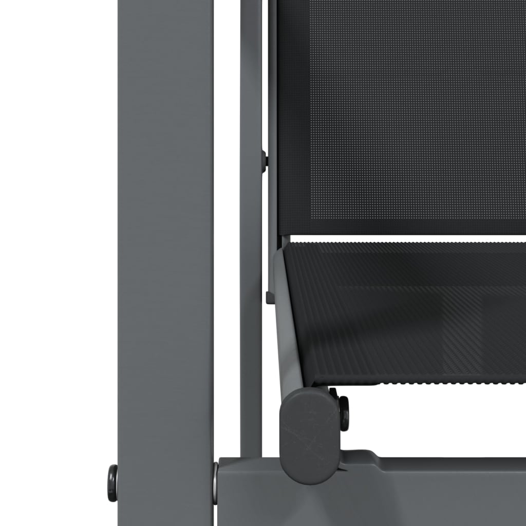 Set da Pranzo da Giardino 9 pz Nero in Textilene e Acciaio - homemem39