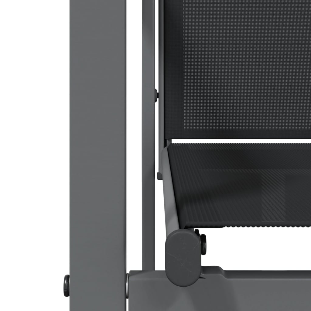 Set da Pranzo da Giardino 3 pz Nero in Textilene e Acciaio - homemem39