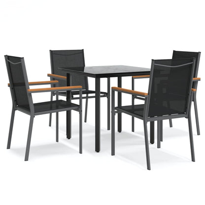 Set da Pranzo da Giardino 5 pz Nero in Textilene e Acciaio - homemem39