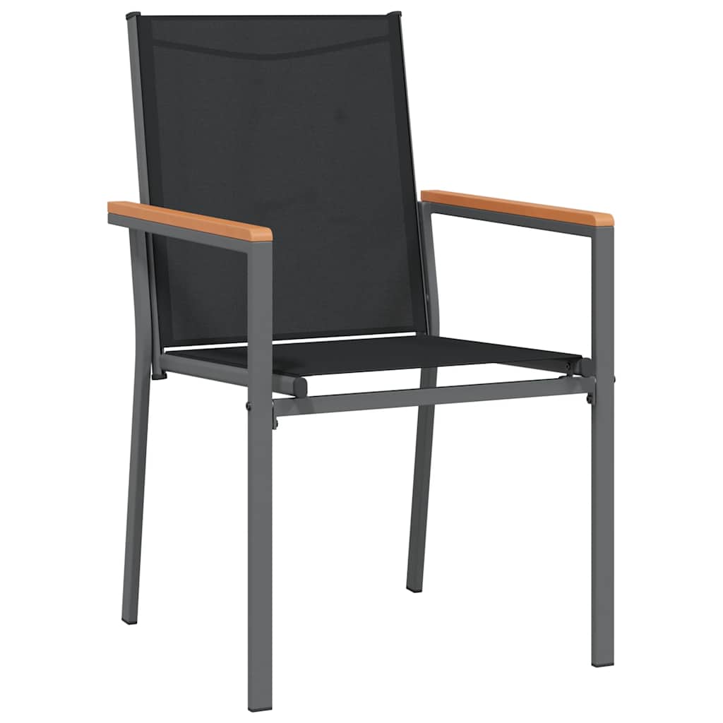 Set da Pranzo da Giardino 5 pz Nero in Textilene e Acciaio | homemem39