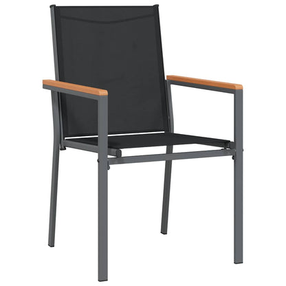 Set da Pranzo da Giardino 7 pz Nero in Textilene e Acciaio | homemem39