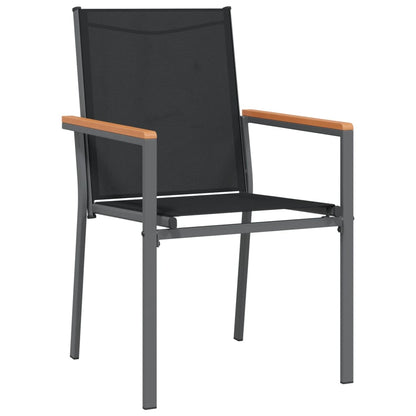 Set da Pranzo da Giardino 9 pz Nero in Textilene e Acciaio | homemem39