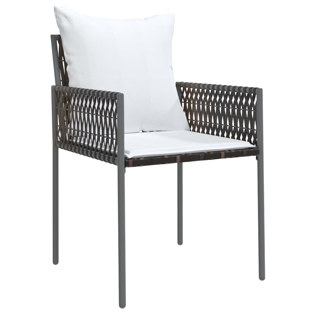 Set Pranzo da Giardino 3pz con Cuscini in Polyrattan e Acciaio - homemem39