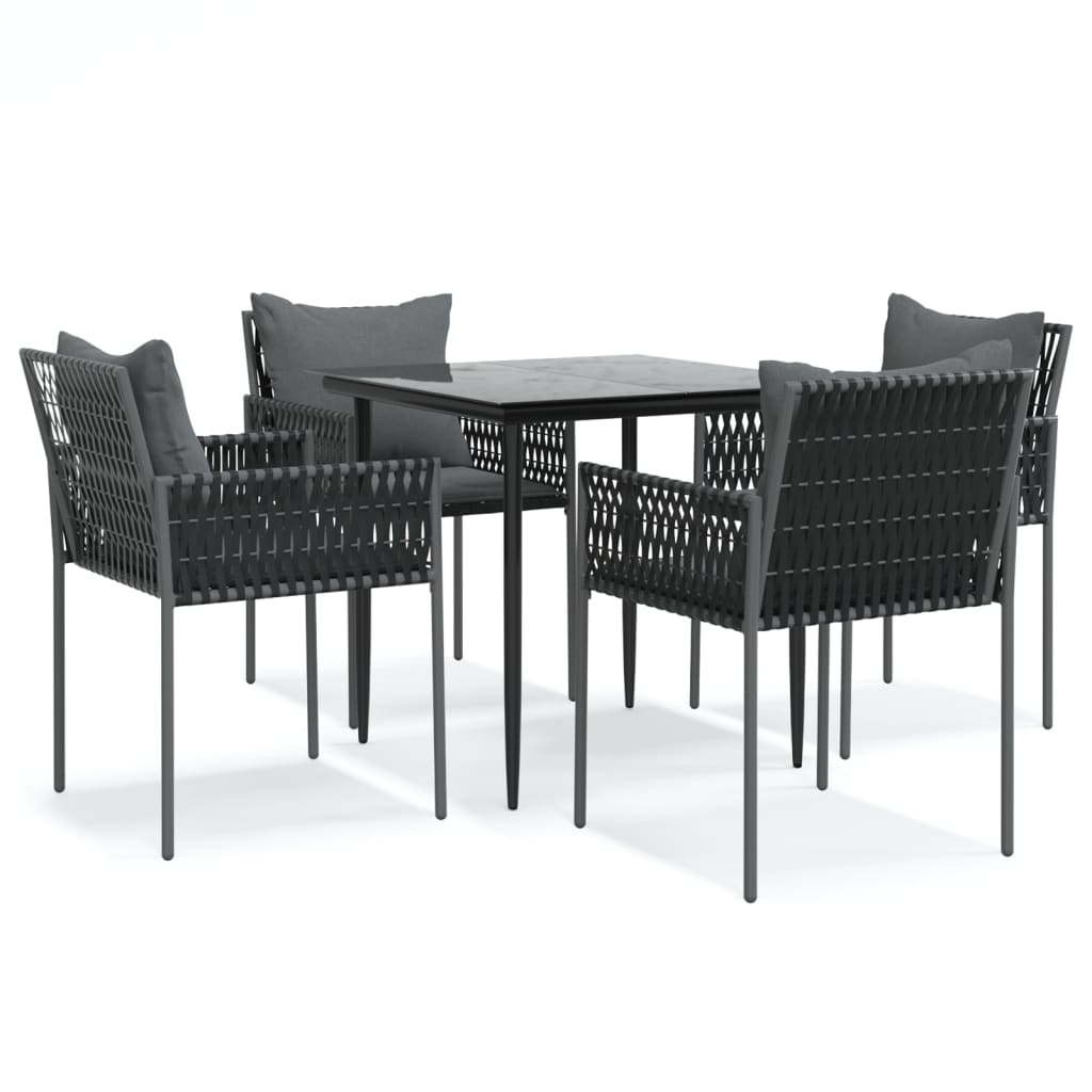Set Pranzo da Giardino 5pz con Cuscini in Polyrattan e Acciaio - homemem39