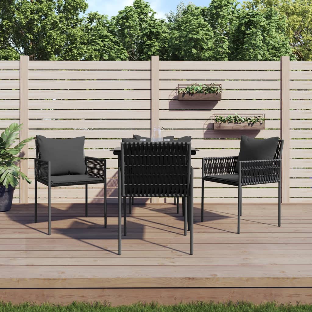 Set Pranzo da Giardino 5pz con Cuscini in Polyrattan e Acciaio - homemem39