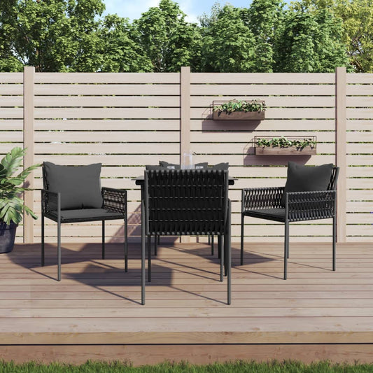 Set Pranzo da Giardino 5pz con Cuscini in Polyrattan e Acciaio - homemem39