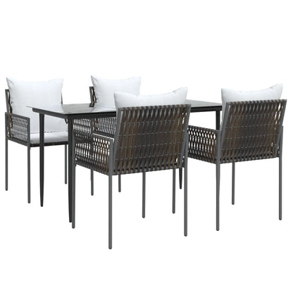 Set Pranzo da Giardino 5pz con Cuscini in Polyrattan e Acciaio - homemem39