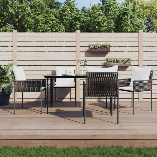 Set Pranzo da Giardino 5pz con Cuscini in Polyrattan e Acciaio - homemem39