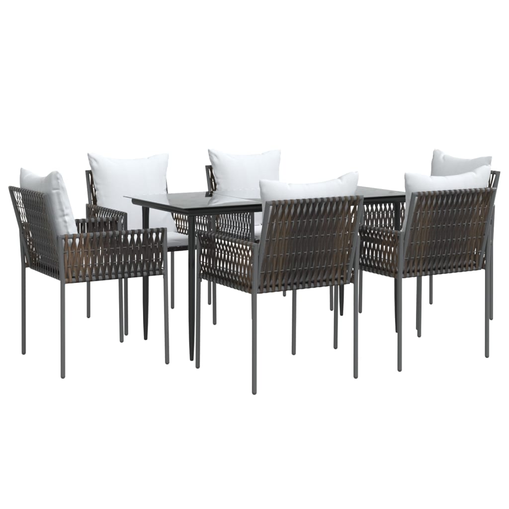 Set Pranzo da Giardino 7 pz con Cuscini in Polyrattan e Acciaio - homemem39