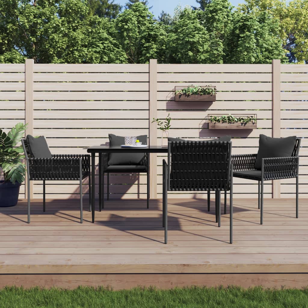 Set Pranzo da Giardino 5pz con Cuscini in Polyrattan e Acciaio - homemem39